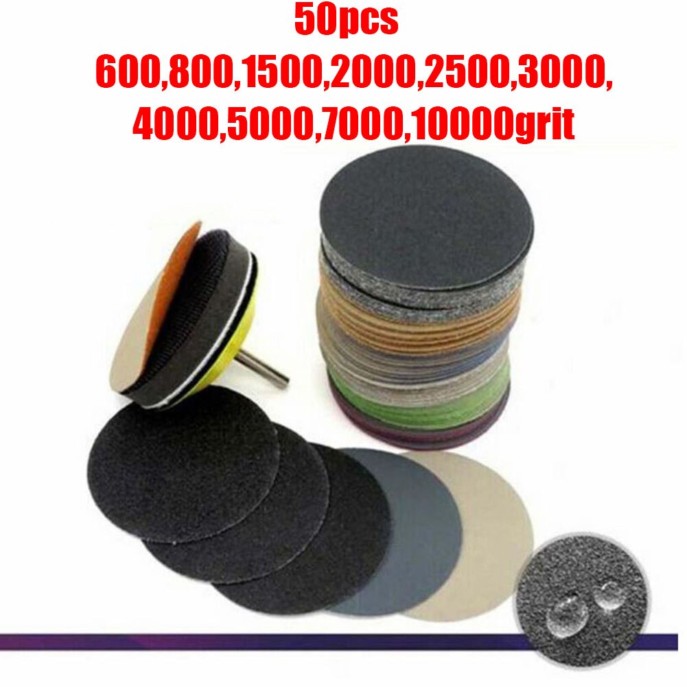 50 Stuks 3Inch 75Mm Siliciumcarbide Schuurpapier 600-10000 Grit Zand Disc