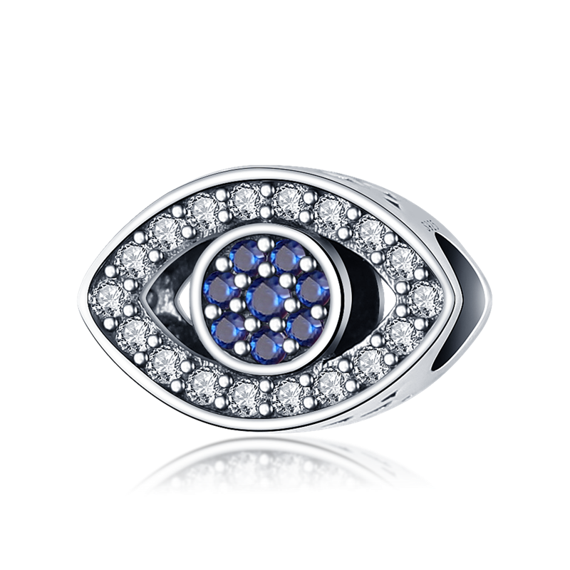 Hamsa-abalorios de mano de plata 925 auténtica, amuleto de mano de fátima con ojos azules de la suerte, compatible con pulsera Original, joyería: STC031