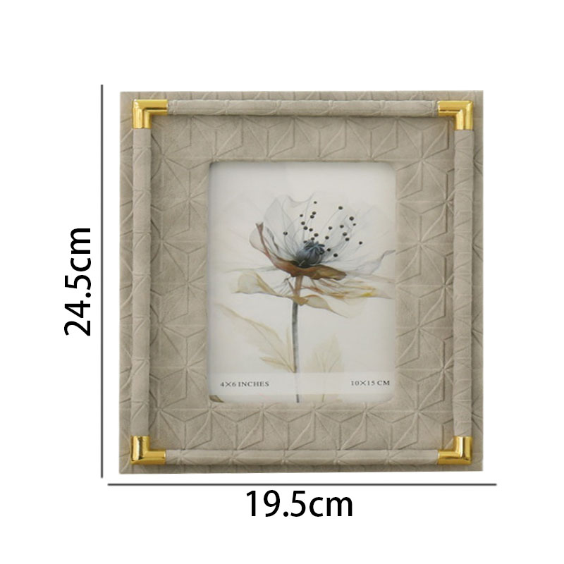 Modern Gold 7 Inch Leather Rectangle Photo Frame Bedroom Bedside Picture Organizer Office Desktop Frame Home Decor Ornaments: large