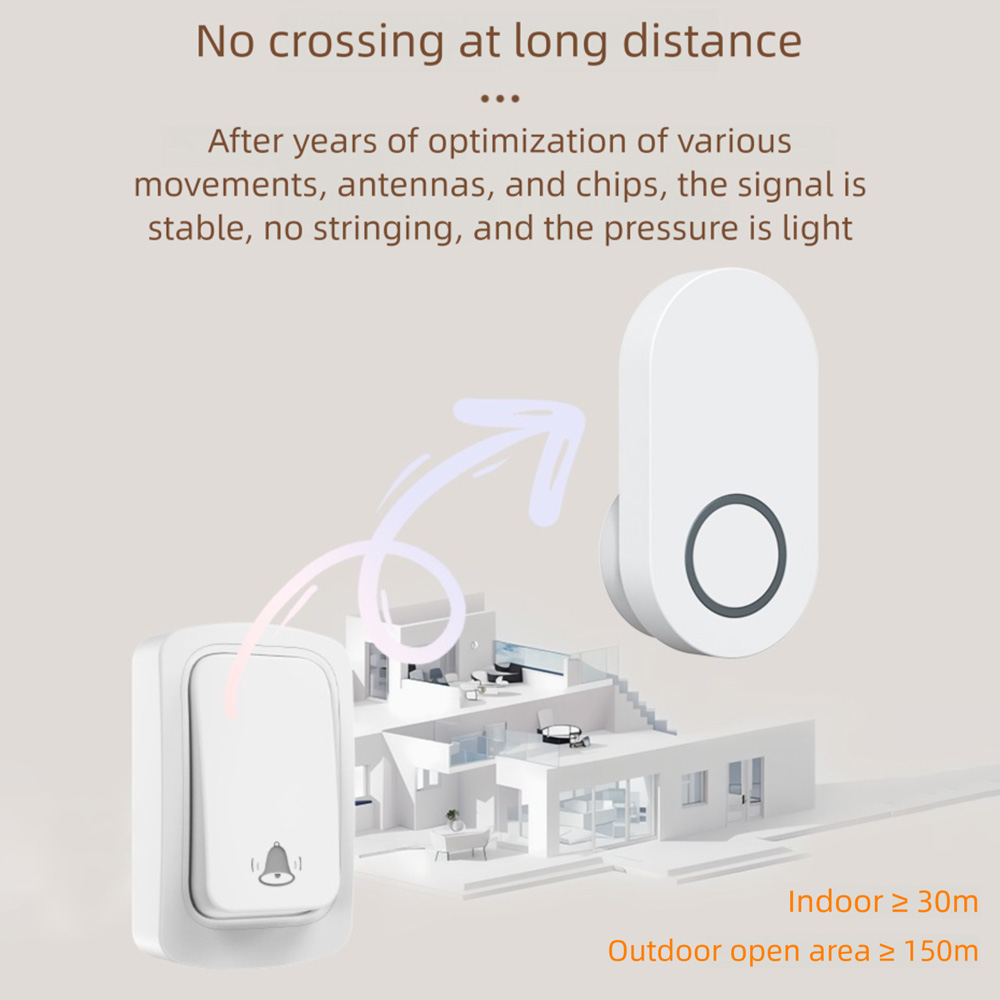 Home Waterproof Battery Free Self Generating Power Doorbell With 60 Ringtones And High Volume AC Electronic Wireless Door Bell