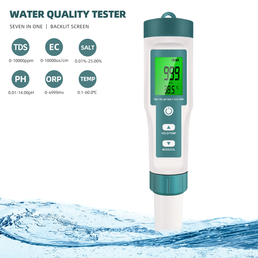 7 in 1 PH TDS EC ORP Salinity S.G TEMP Meter Digital PH Tester C-600 Water Tester for Drinking Water Aquariums PH Meter