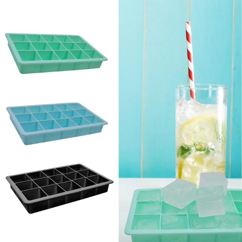 15 Grids Silicone Ice Cube Maker Form For Ice Candy Cake Pudding Chocolate Molds Easy-Release Square Shape Ice Cube Trays Molds