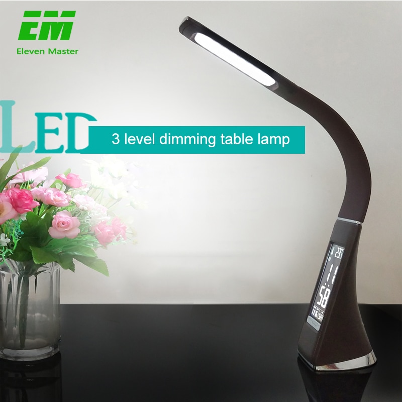 LED eye protection desk lamp office dimming table lamp USB night light with alarm clock calendar LCD monitor table lamp ZZD0022