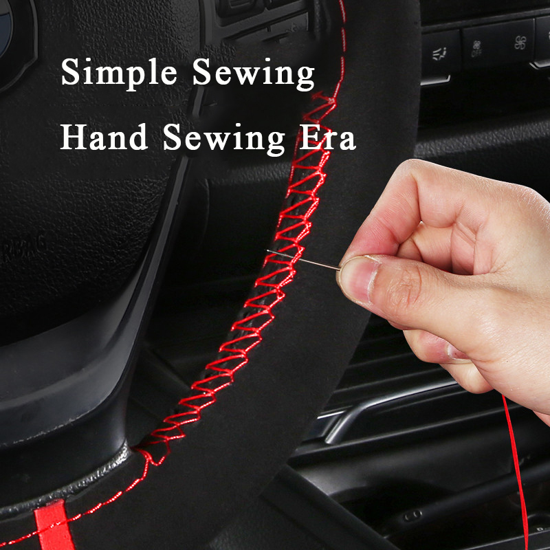 Suede Steering Wheel Cover For Car Universal 38cm Braided Protection Leather Anti Slip Interior Parts