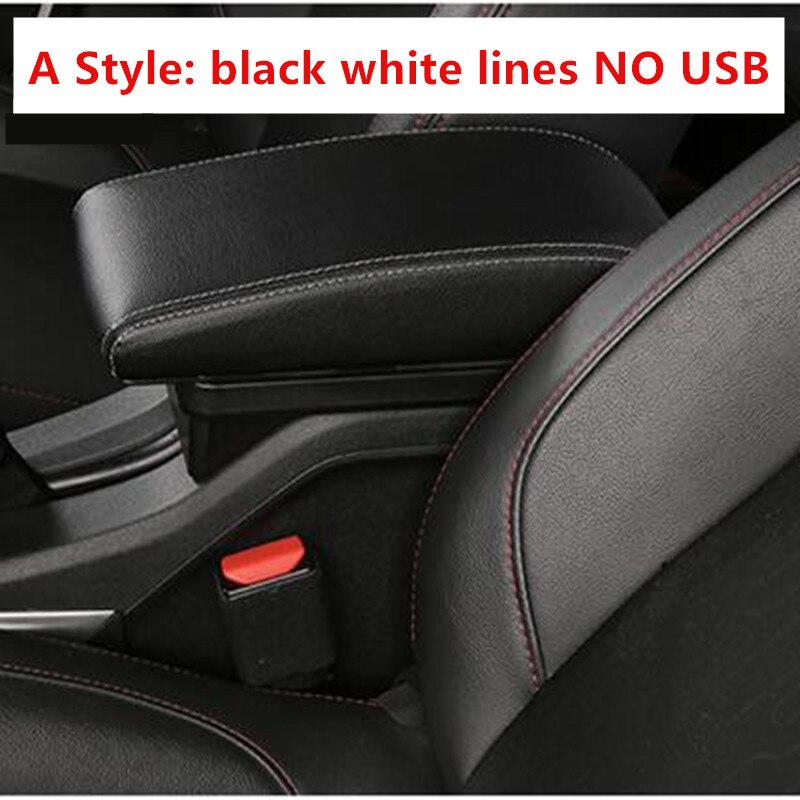 for Renault zoe armrest box leather arm rest usb storage box accessories center console automobile decoration car-styling: A Black white line