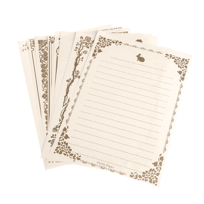 8 Sheets Vintage Retro Writing Stationery Paper Pad Note Letter Set
