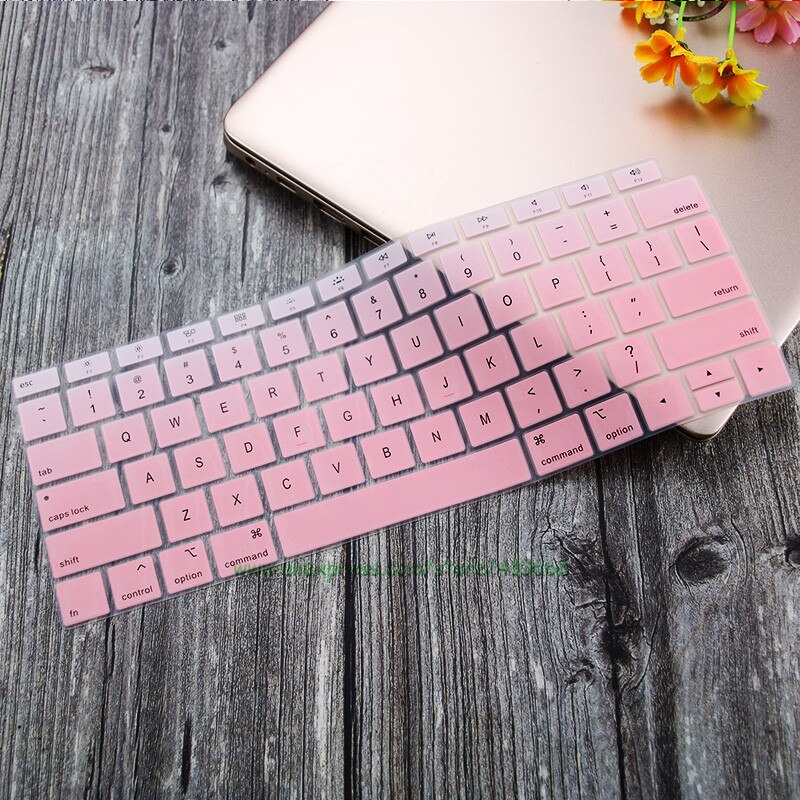 Silicone Waterproof Dust-Proof Keyboard Cover Protective Skin For MacBook Air 13 inch Release A1932 Touch ID US Layout: Gradient pink
