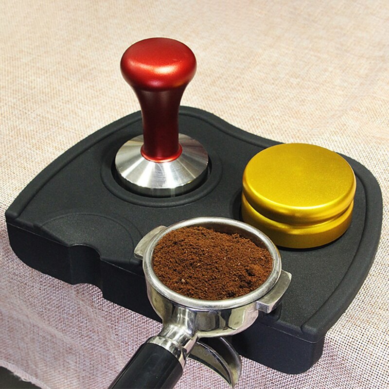 Base de soporte para cafetera, Base de soporte para Espresso, almohadilla de esquina Flexible antideslizante, herramienta negra para Bar o café Barista