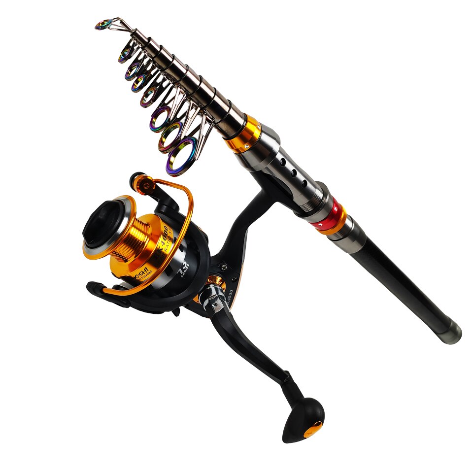 Teleskopisk fiskespö combo feeder spö kit 1.8-3.6m kolfiber fiske set kort resa fiskespö bas karp gäddsticka: Stång och rulle / 3m