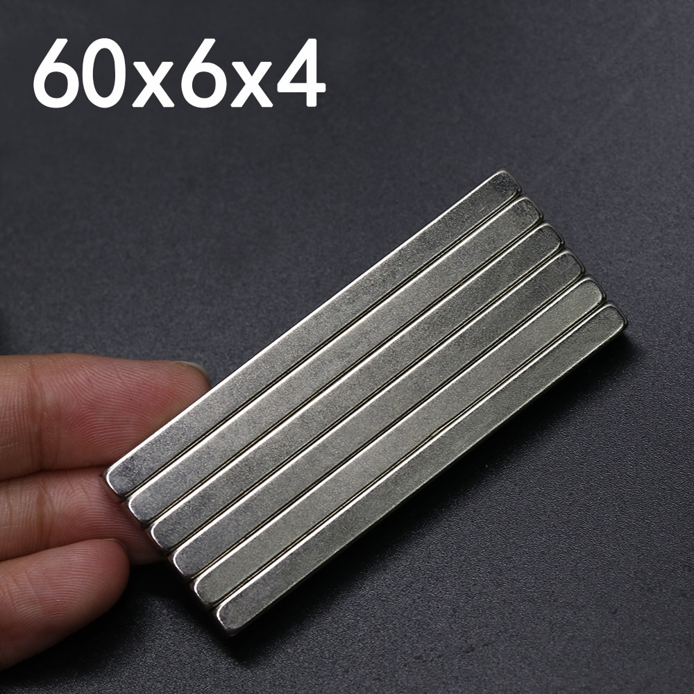 2/5/10/20Pcs 60X6X4 Neodymium Magneet 60Mm X 6Mm X 4Mm N35 Ndfeb Blok Super Krachtige Sterke Permanente Magnetische Imanes