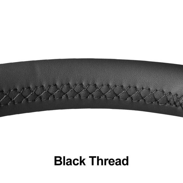 Black Artificial Leather Handsewing No-slip Car Steering Wheel Cover for Land Rover Freelander 2: Black Thread