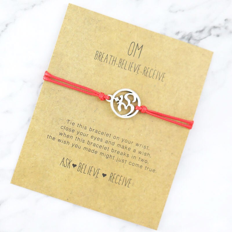Healing Namaste Yoga Bracelets OM Charm Bracelets Lucky Buddha Yoga Jewellery for Women Men Hindu Symbol Lucky Bracelet: Red