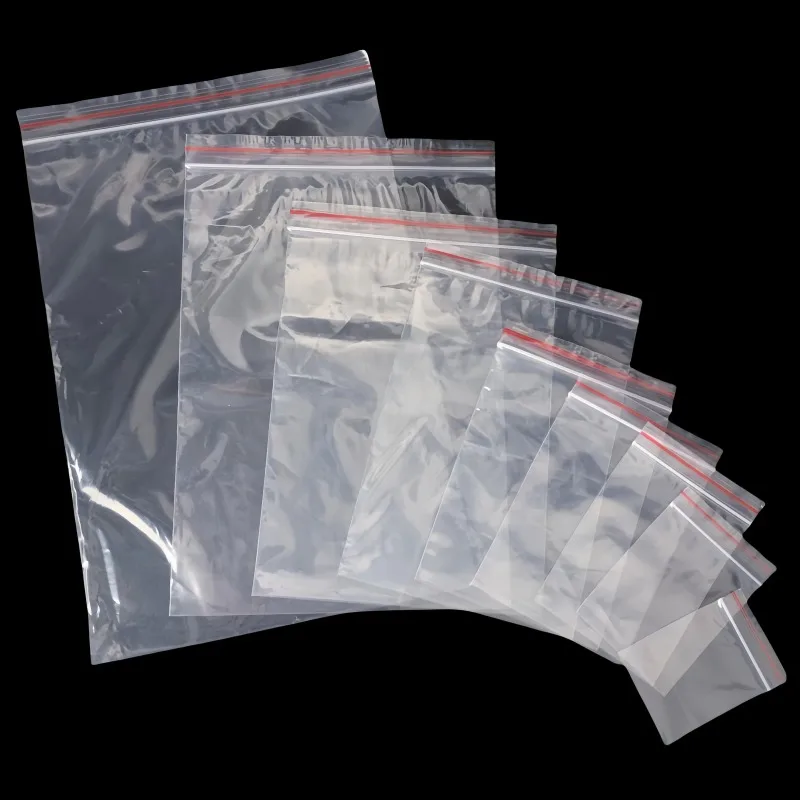Self Sealing Clear Plastic Poly Bag Resealable Zip Bags Food Storage Pill Jewelry Package Reclosable Vacuum Fresh Sack