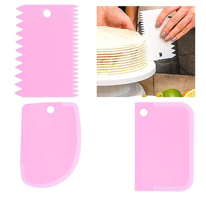 3PCS/Set Kitchen Cake Cream Scraper Dough Cake Cutter Slicer Spatula For Cake Blade Silicone Spatula For Patisserie Pizza Cake