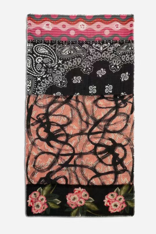 Spaanse Desigual Kleurrijke Print Dames Sjaal Geborduurde Zonnebrandcrème Zonnescherm Lange Handdoek Bloemen Strandlaken: 14