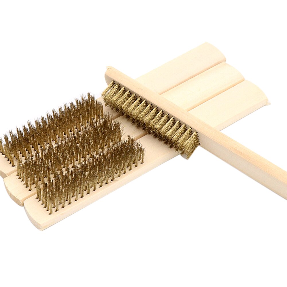 Rust Removal Long Durable Practical Polishing Grinding Multipurpose Cleaning Tools Wooden Handle Portable 6x16 Row Wire Brush