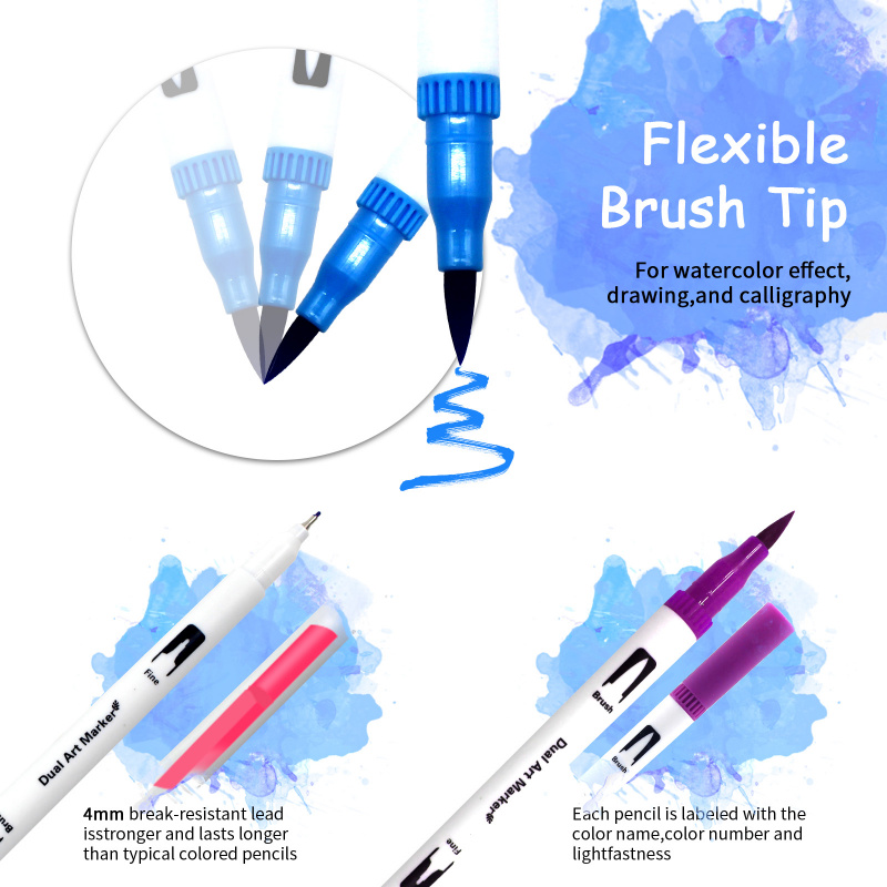 Markers Set 36/48/72/120 Kleuren FineLiner Dual Tip Brush Pen Tekening Schilderen Aquarel Art Marker Pennen voor Manga Art Supplies