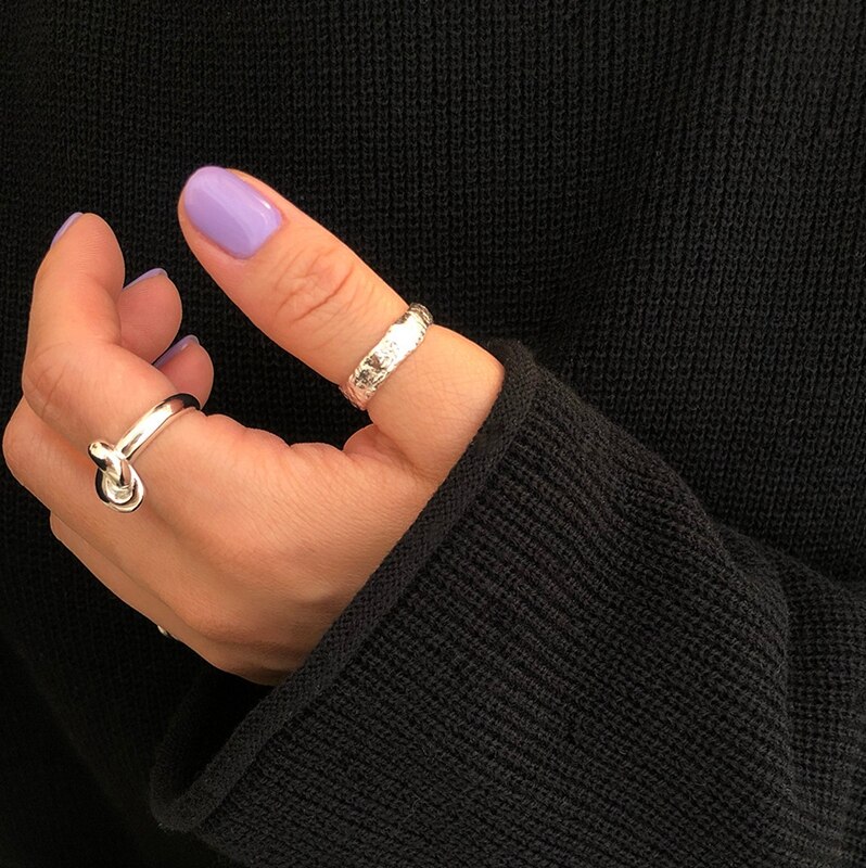 Silvology 925 Sterling Silver Thick Rope Knot Rings Originality Industrial Style Japan Rings for Women Minimalist Jewelry