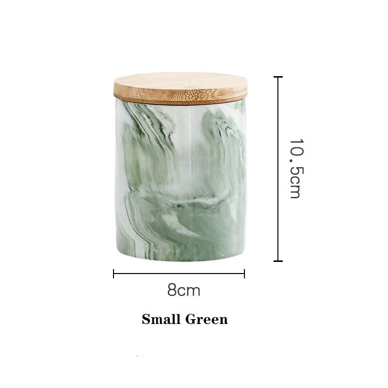 Ceramic Fresh-keeping Sealed Jar Bean Sugar Tea Coffee Storage Container Household Food Storage Box Kitchen Organization Tools: 8 x 10.5cm Green