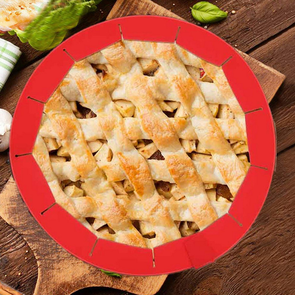 Kitchen Food Pizza Tool Pie Dish Crust Protector Shield Pan Silicone Adjustable Pie Shield Tools