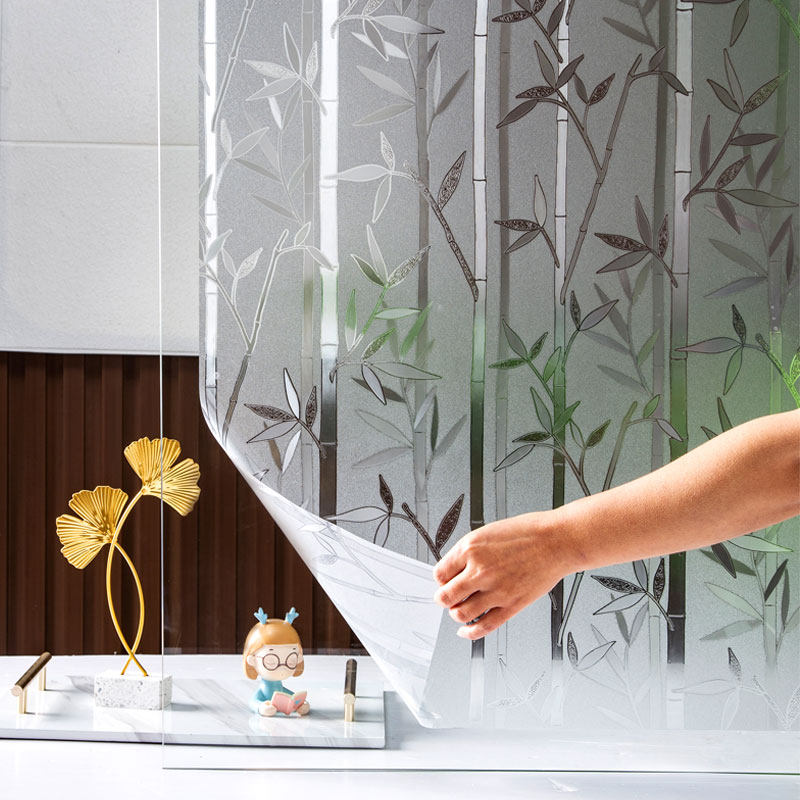 Vinilo adhesivo para ventana de bambú tintado 3D, película de vidrio de privacidad para cocina, oficina y hogar, Anti Uv estática sin pegamento