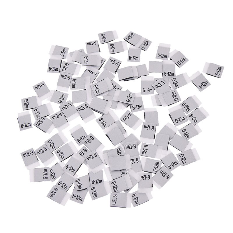 100 piezas ropa de bebé tamaño etiqueta letra impreso ropa etiquetas DIY costura Ropa Accesorios