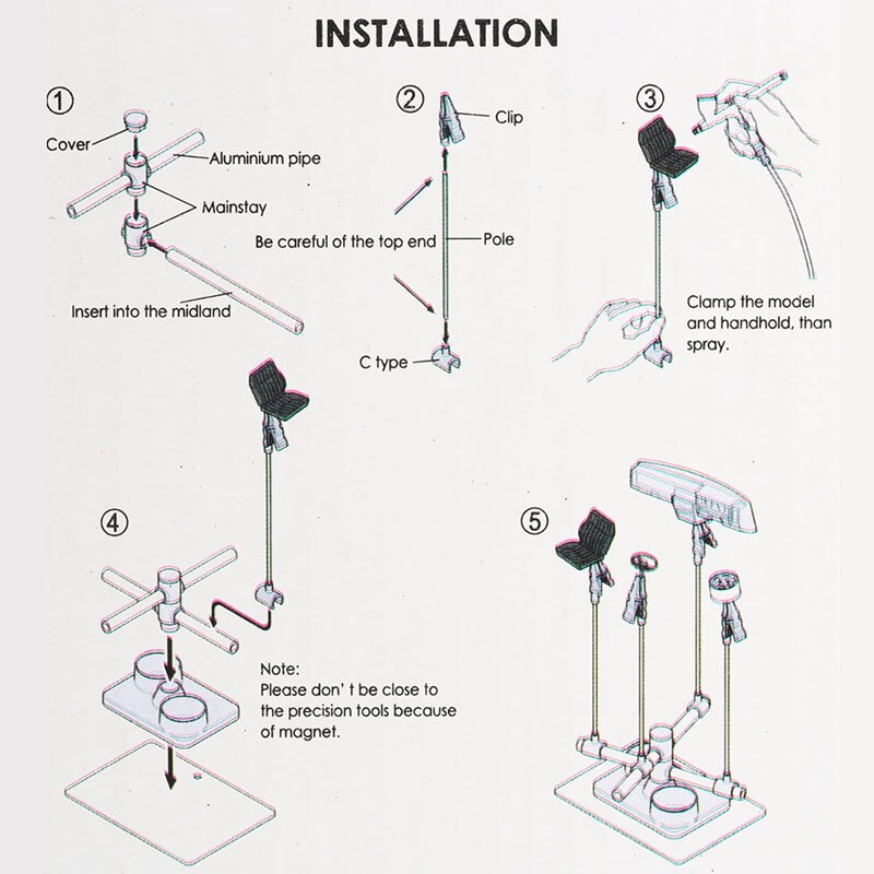 6 clips airbrush hobby model holder 6 alligator clip stand holdere auto malerkabine airbrush spray maling værktøj