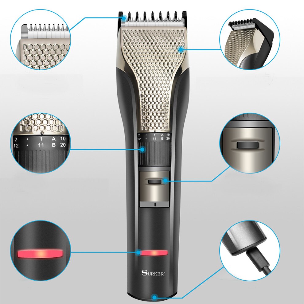 surker hair trimmer SK-836 USB rechargeable hair clipper haircut machine adjustable 1-20mm