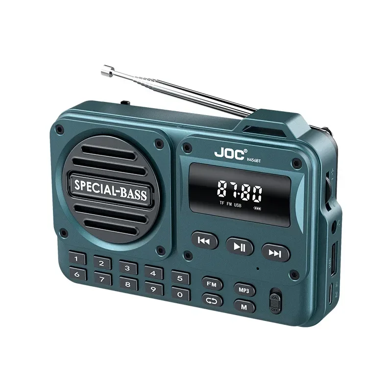 Portable Bluetooth Radio with Full Frequency Band and Full Channel Functions Card Insertion Radio with Automatic Channel Search: Blue