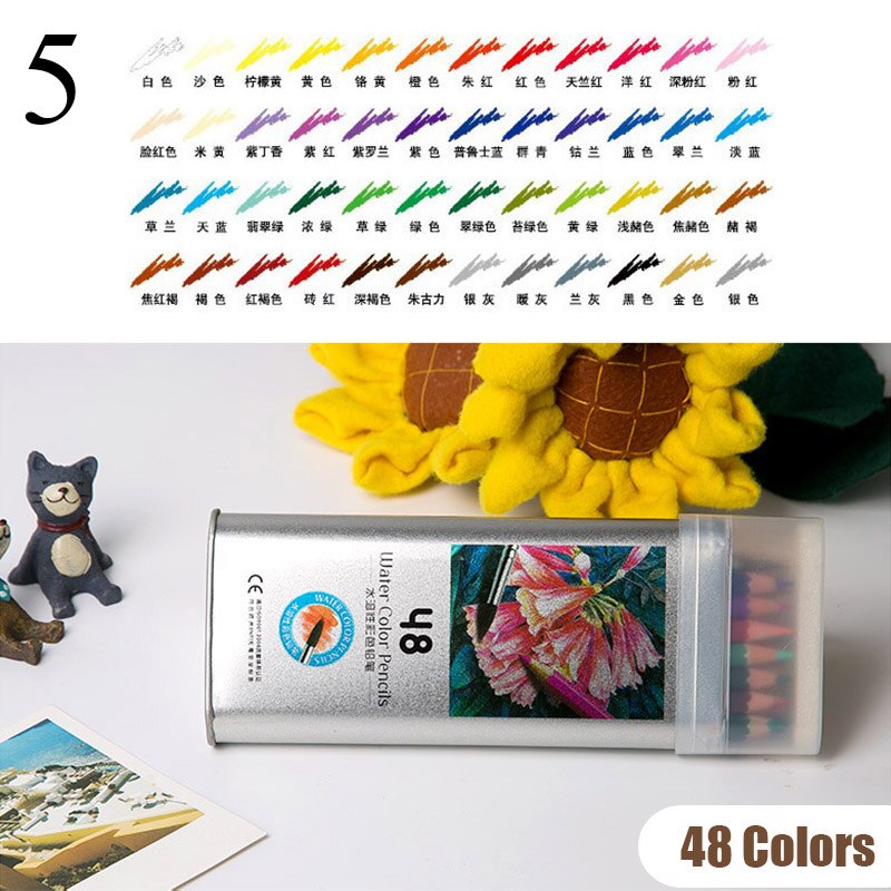 12/24/36/48 Kleuren Aquarel Potlood Water Oplosbare Gekleurde Tekening Potloden Kunstenaar Schilderij Schetsen Voor Kunst School Supplies: 5