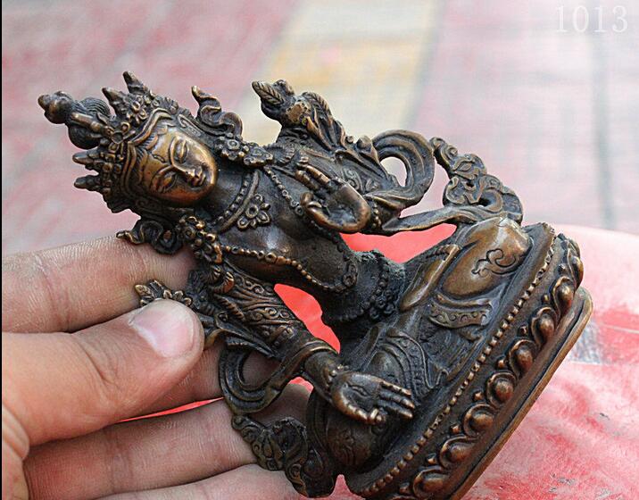 Gratis Tibet Tantra Boeddhisme Brons Geest Mededogen Godin Standbeeld snelle