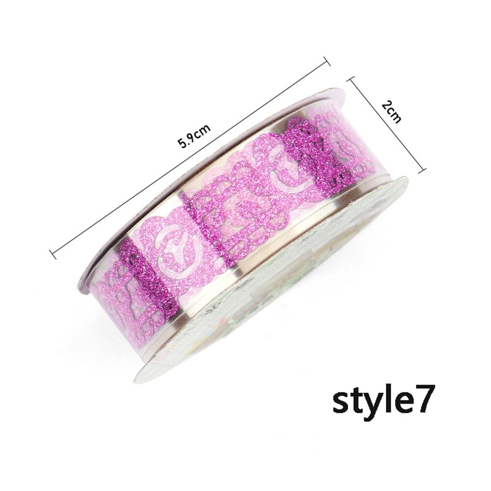 1 rollo de cinta adhesiva de oro brillante creativa, cintas de encaje con purpurina, cintas Washi manual autoadhesivo para estudiantes, decoración DIY: style7