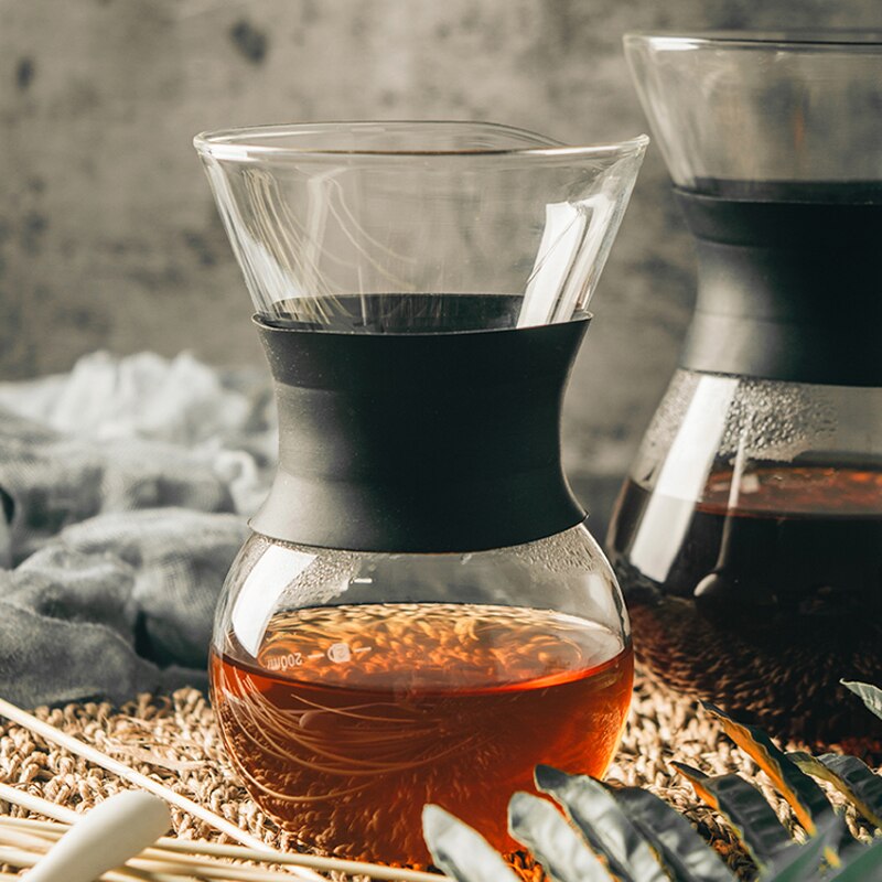 Taza de café de vidrio reutilizable, taza para café casera, cafetera hecha a mano, tetera con goteo de hielo, juego de café hecho a mano portátil