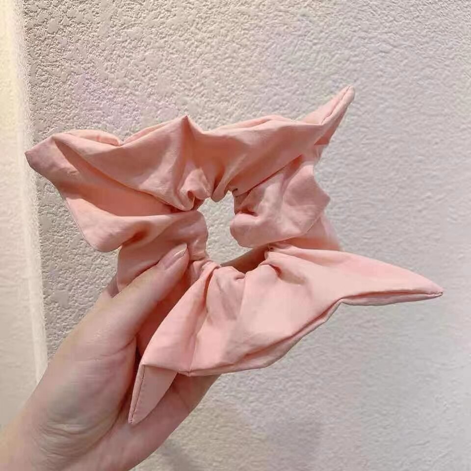 Vierkante Haar Scrunchies Grote Effen Kleur Vrouwen Elastische Haarbanden Meisjes Haar Ring Paardenstaart Rubber Mode Haaraccessoires: Roze