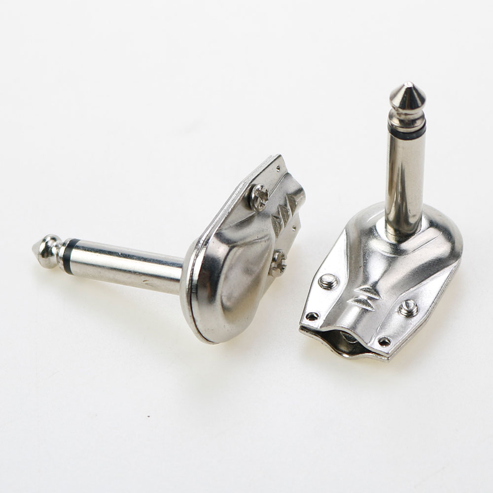 1 Stuks 90 ° Rechte Hoek 6.35 Mm Mono 2 Polige Jack Plug 6.35 Mm Platte Mannelijke Gitaar Phono Pannenkoek Type 1/4 Inch Pluggen Gesoldeerd Connector