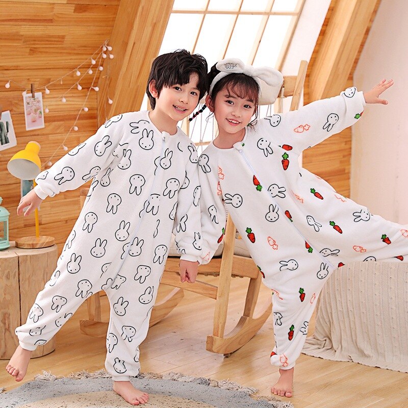 Kids Flanellen Jongens Meisjes Coral Fleece Pyjama Nachtkleding Baby Jongen Winter Pyjama Warm Tuinbroek Nachtjapon Voor 2 3 4 5 Jaar
