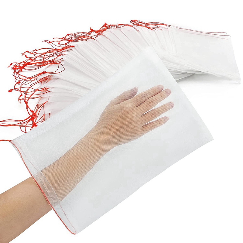 100Pcs 20X30cm Fruit Tree Garden Insect Net Bag, Fruit Net Bag with Drawstring Protects Melons and Fruits From Pests