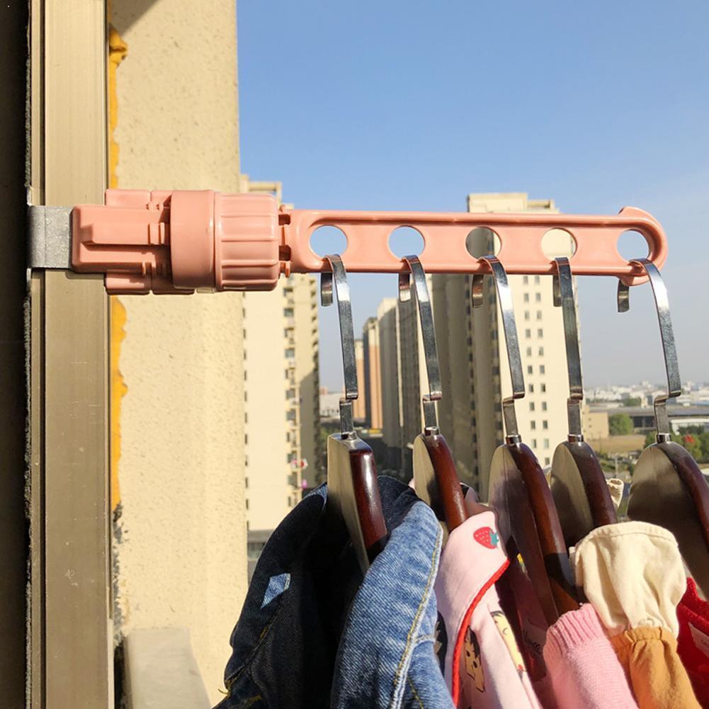 Indoor Window Door 5-Holes Snap-on Clothes Hanger Multi-functional Window Frame Hanging Rack Holes Rack Drying Y4O0