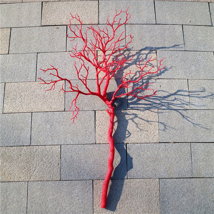 Rama de árbol de Coral de plástico, 92cm, decoración de pared de flores, ramas de Coral blanco, decoración de pared de plantas: Rojo