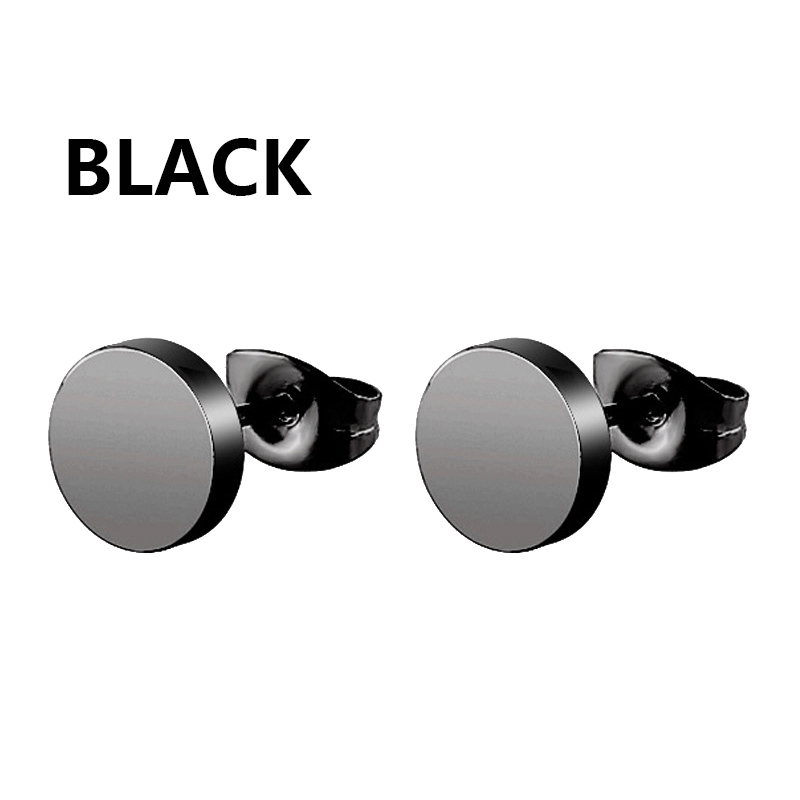 Pendientes de aro Punk negros de acero inoxidable para hombres y mujeres, pequeños colgantes de Cruz redonda de , accesorios de joyería, pendientes: Bañado en rodio de imitación