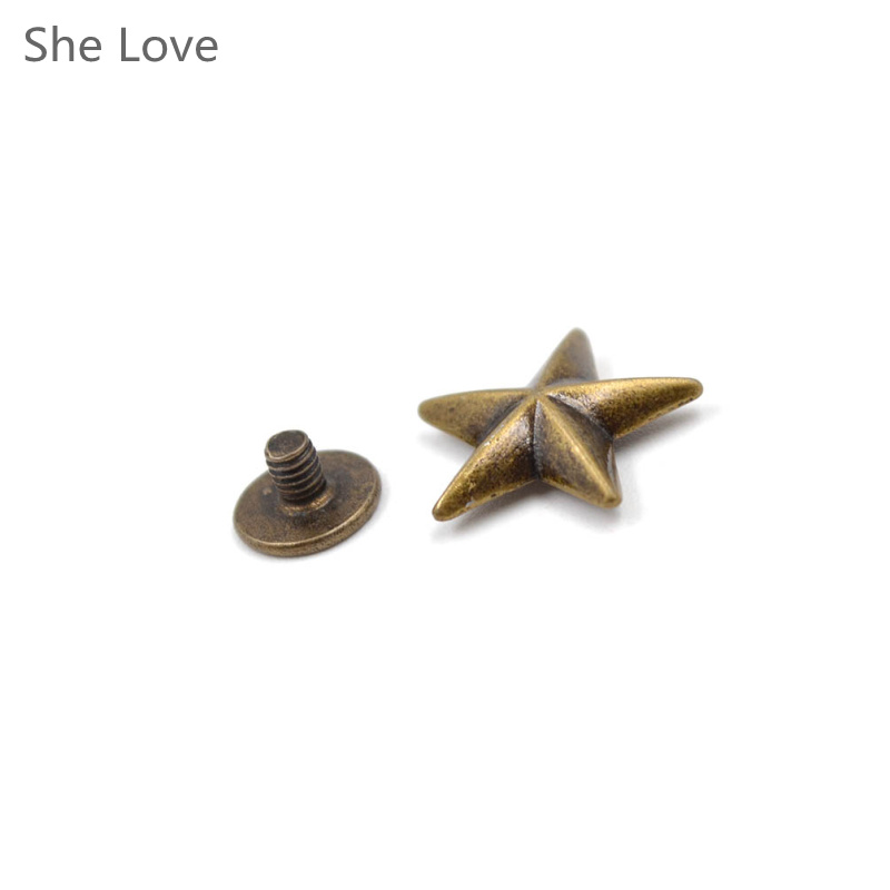 Metalen Ster Klinknagels, 10 Stuks Spike Schroef voor Leathercraft Tassen Schoenen DIY Decoratie (14 mm bol zilver
