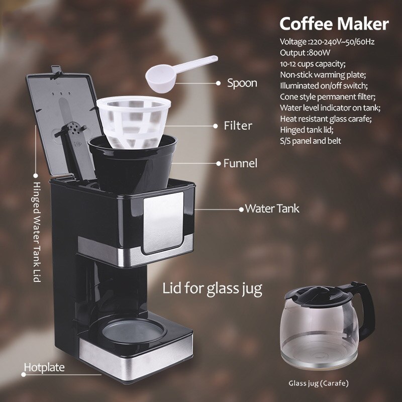 American Drip Coffee Machine Espresso Black Coffee Making Machine For Home Use