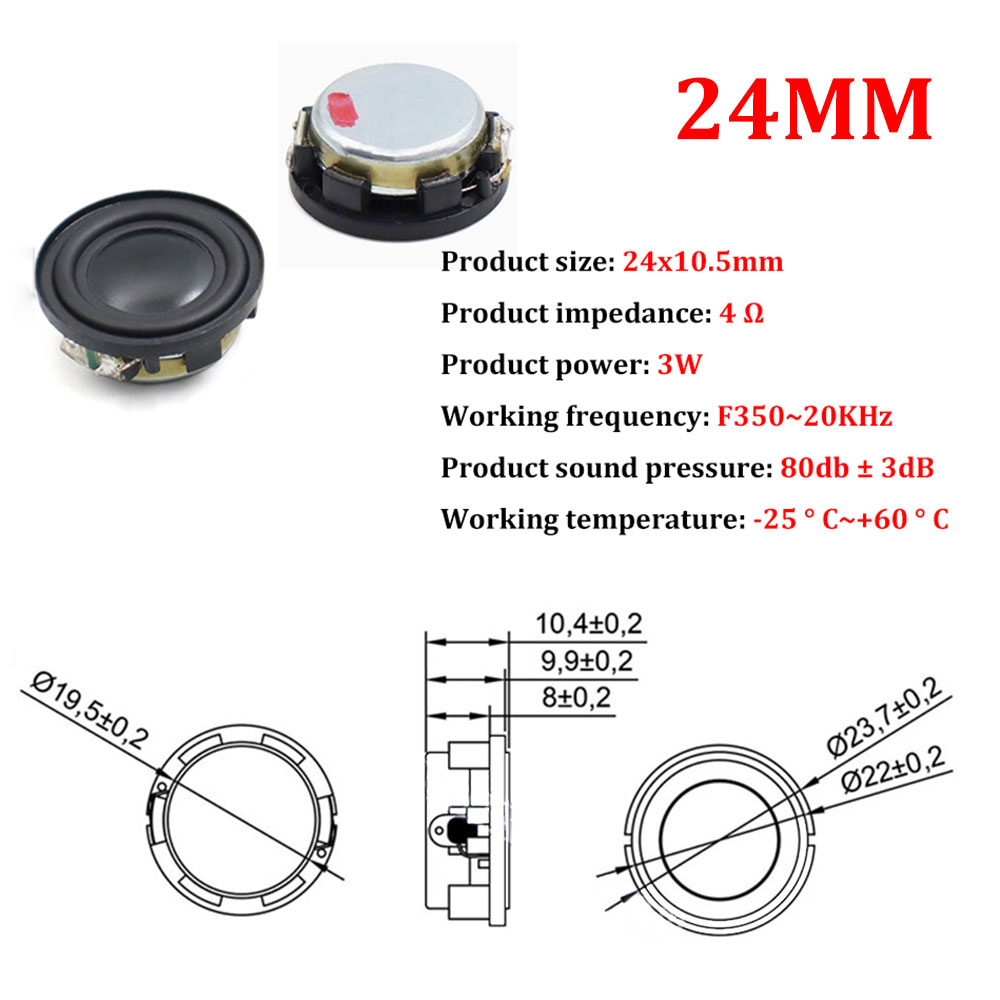 Mini haut-parleur audio en néodyme, haut-parleur à gamme complète, cinéma maison bricolage, 1 ", 20mm, 24mm, 4 Ohms, 3W, 1PC