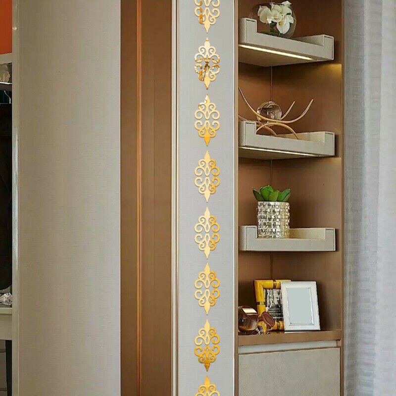 10pcs Acrylic Hollow Reflective Mirror Wall Stickers Removable DIY Decals Self Adhesive Art Murals Room Wall Decor for Home