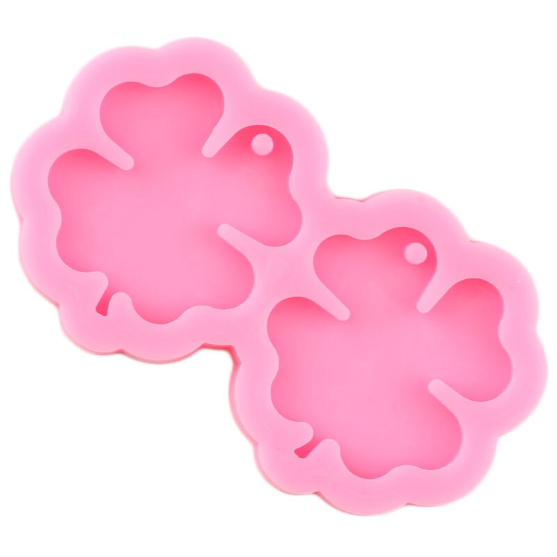 L/M/S Shiny Bladvorm Oorbellen Siliconen Mallen Klavertje Vier Sleutelhanger Klei Diy Epoxy Hars Sieraden mallen
