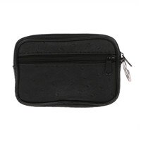 Heren dames portemonnees retro kaarthouder sleutelhanger rits wisselgeld portemonnee pu leer visitekaartjeshouder heren rits etui sac femme: Zwart