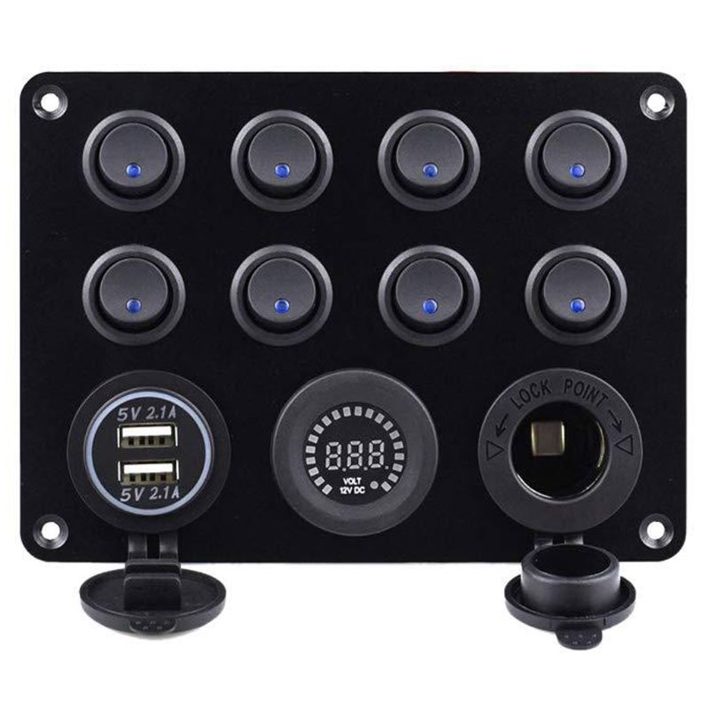 8 Groep Op-Off Rocker Switch Panel Dual Usb Charger Socket Voor Rv Auto Vrachtwagen Boot