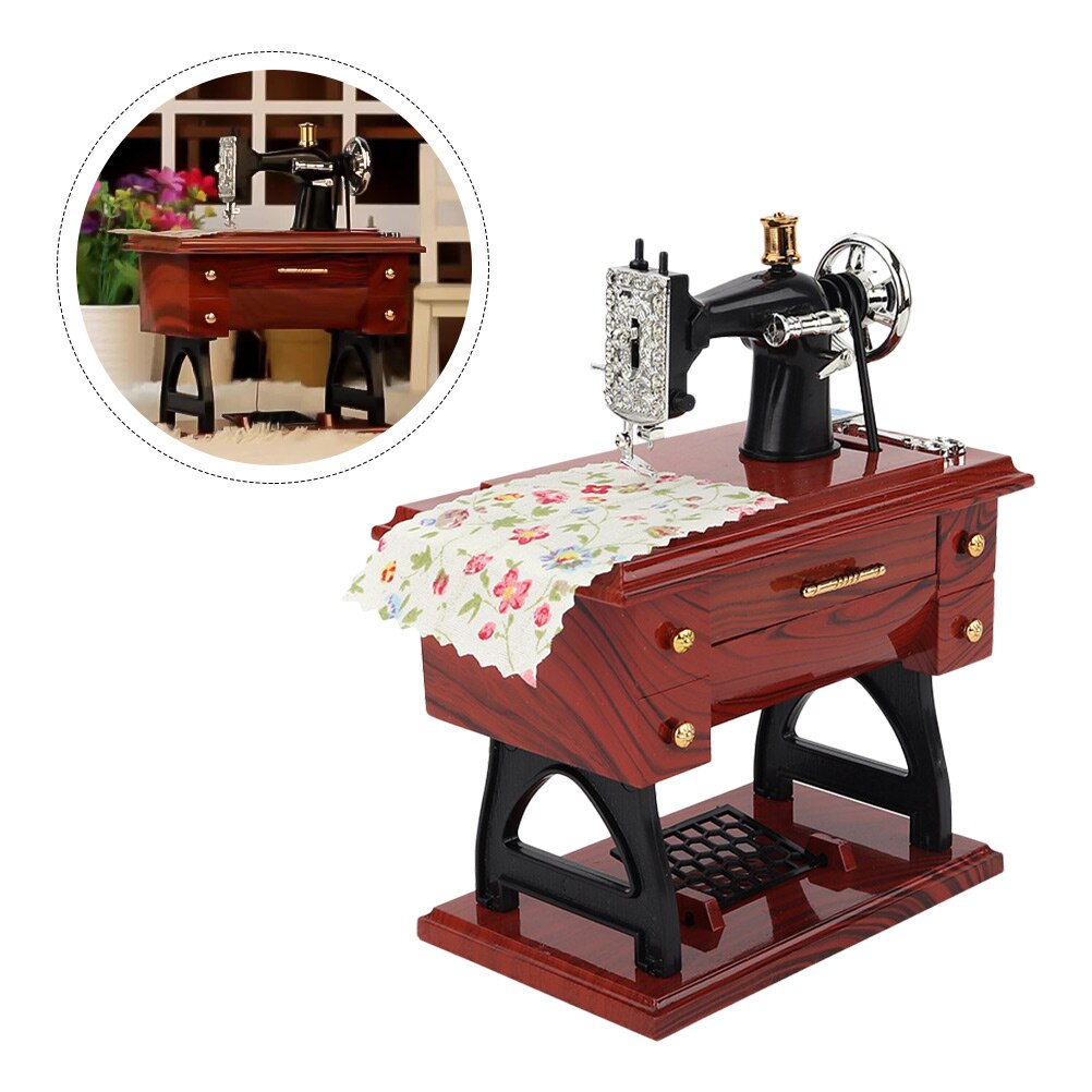 Mechanical Musical Box Sewing Machine Shape Desktop Decoration Birthday