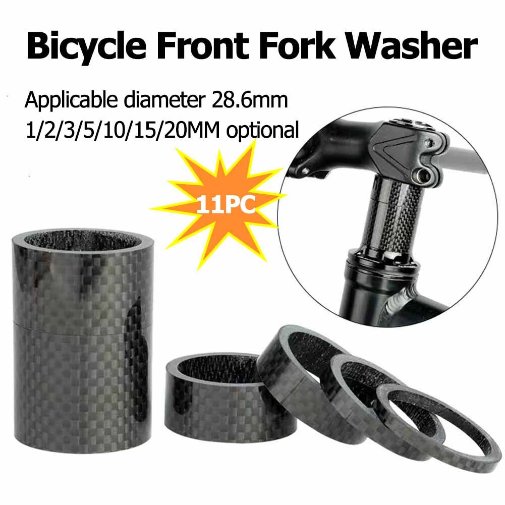 Kit d&#39;espaceurs de vélo de route en carbone UD 1/8 &quot;, 11 pièces, tige de casque, 2/3/5/10/15/20mm