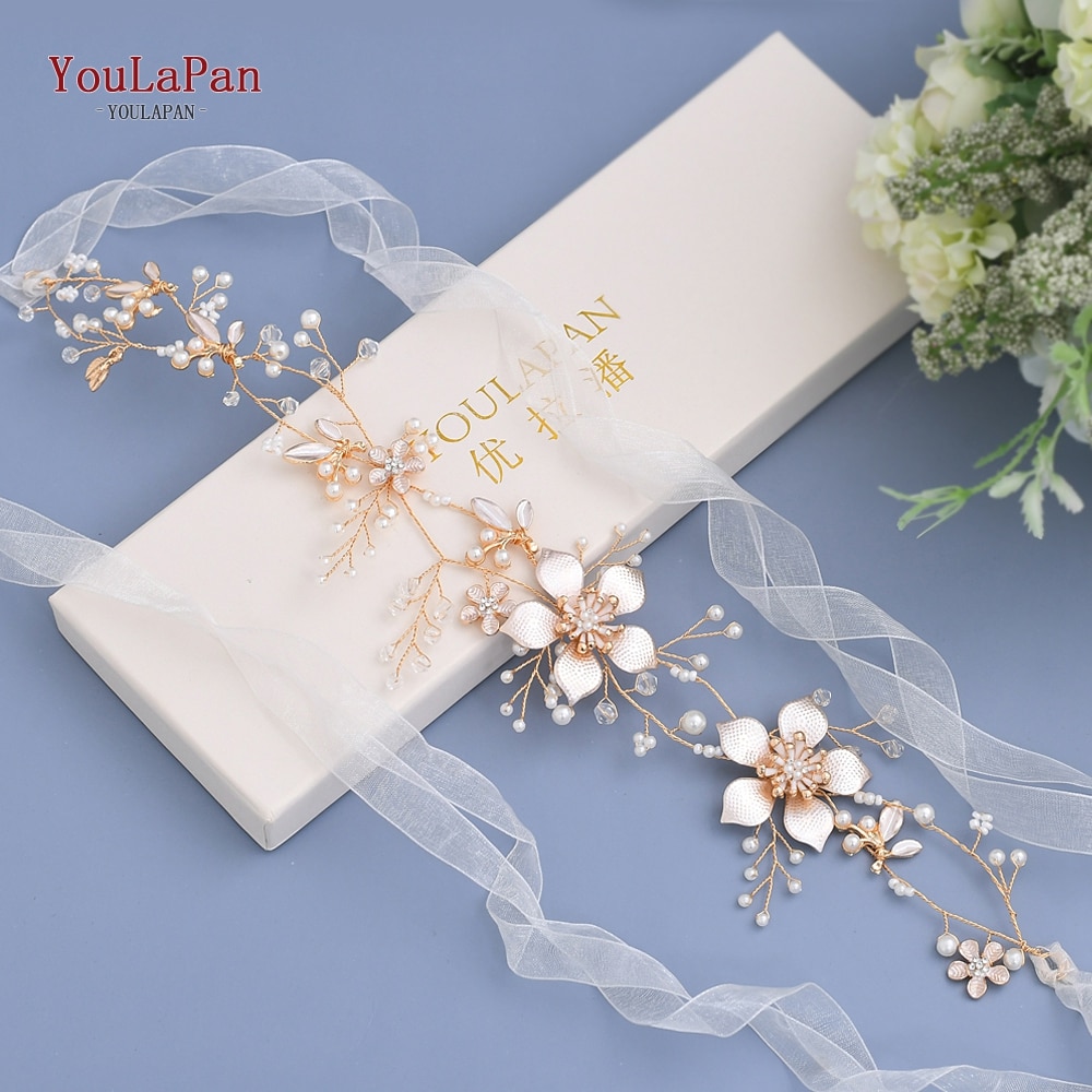 Tu La Pan HP357, diadema de aleación con flores para boda, diamantes de imitación, diadema blanca de Organza para novia, Tiara de para mujer, flor, pieza de pelo nupcial